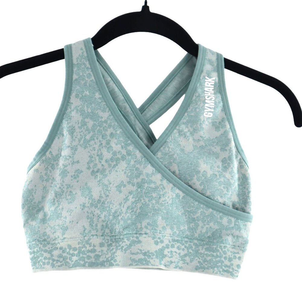Gymshark Adapt Camo Sports Bra Women S Teal Gorpcore Athleisure Fitness Athletic